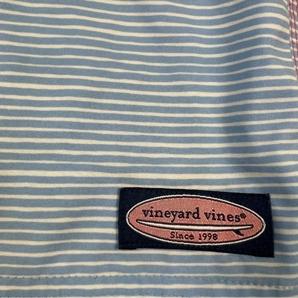 Vineyard Vines Boys Large Paneled Chappy Swim Trunks Panel Americana Fish Stripe